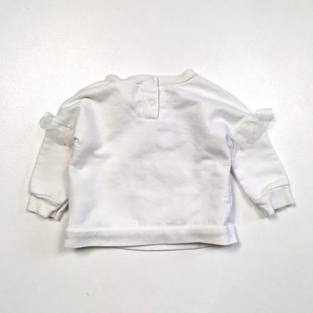 Cat & Jack Sweatshirt Baby Girls Size 0-3m White Bow Christmas Holiday Frilly